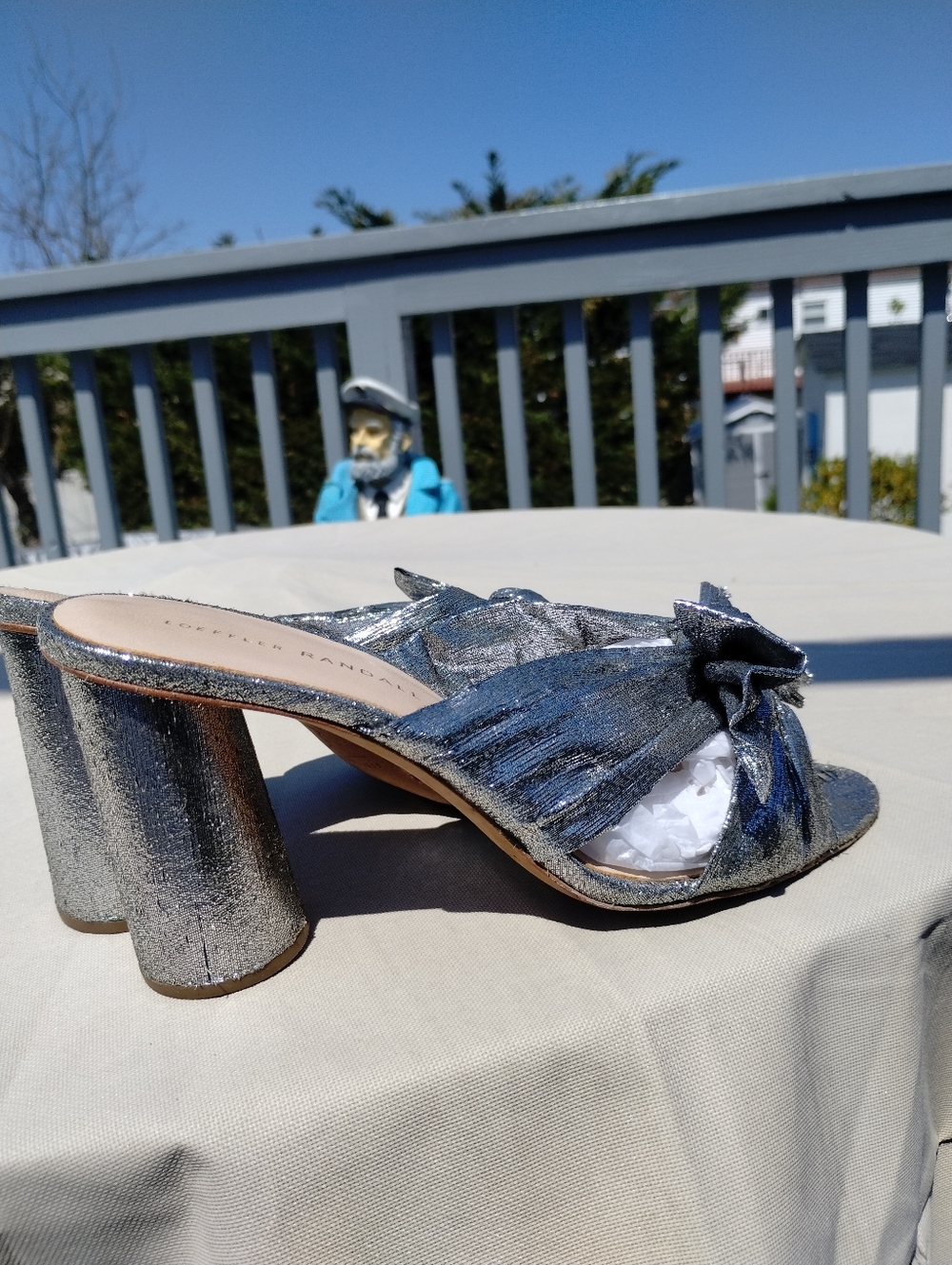 Loeffler Randall Silver Mules with Bow 8 - Picture 2 of 11